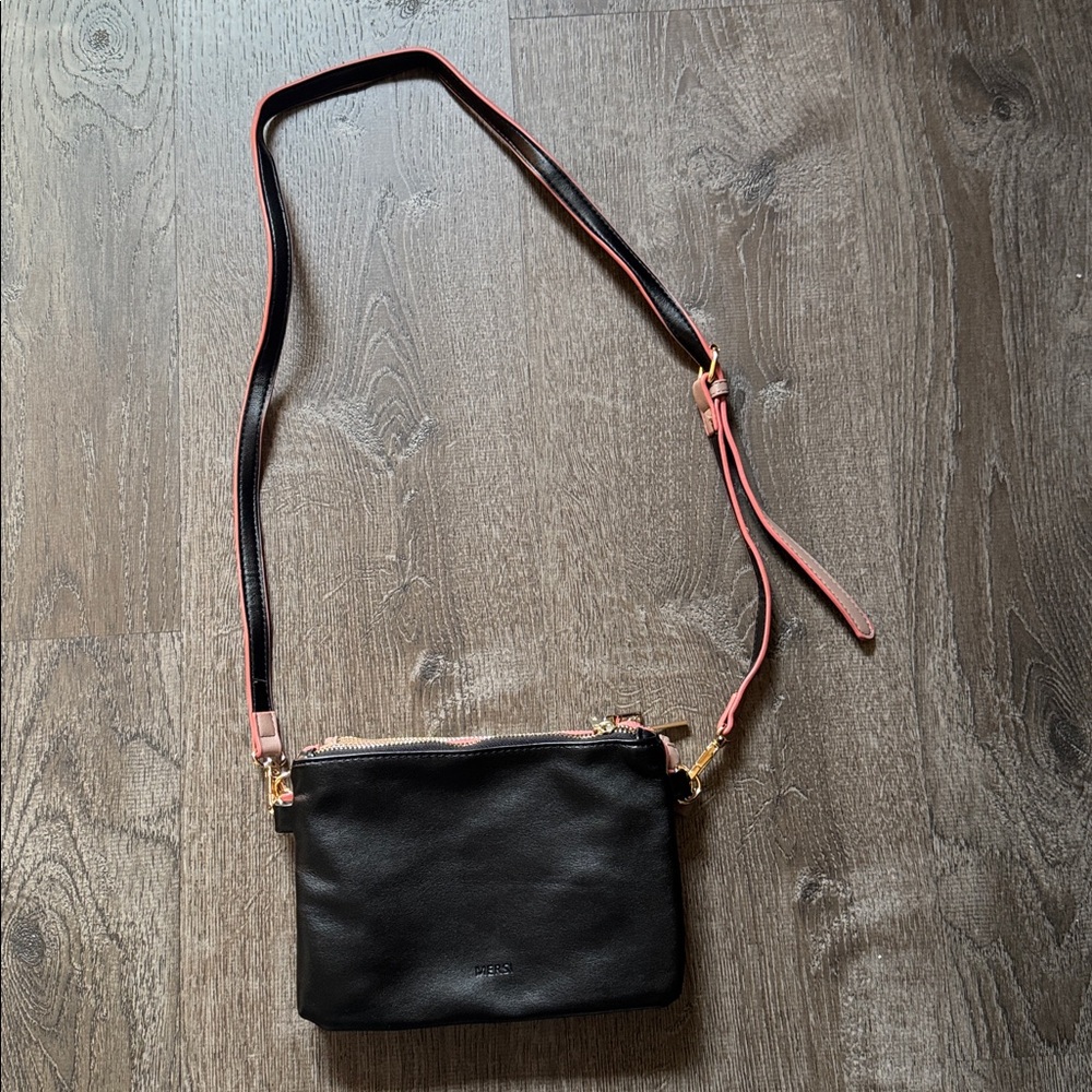 Brand New no tags never used -Chic Black Crossbody Bag with Tan  Strap